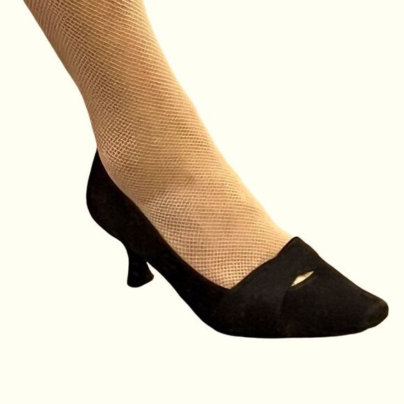 Stuart Weitzman Navy Blue Suede Leather Pointed Toe Kitten Heel Pump 8 W 8.5 - Picture 4 of 13